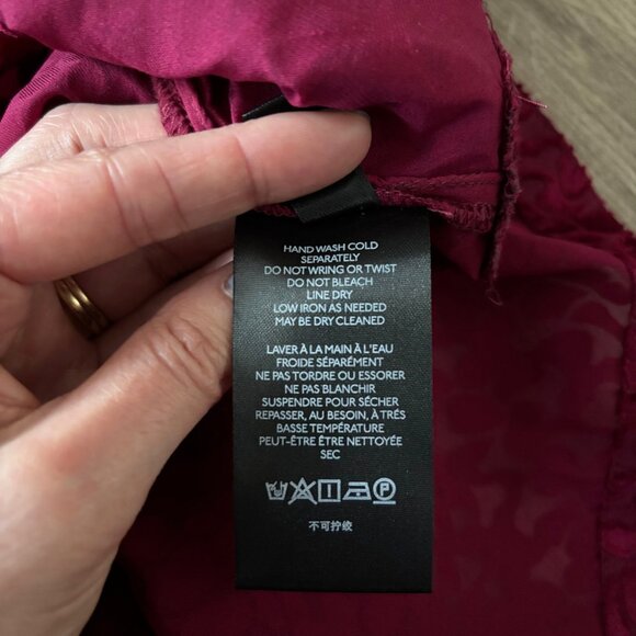 Anthropologie Burgundy Button Down Blouse Womens Size XS Sheer Boho Holiday - Picture 7 of 15